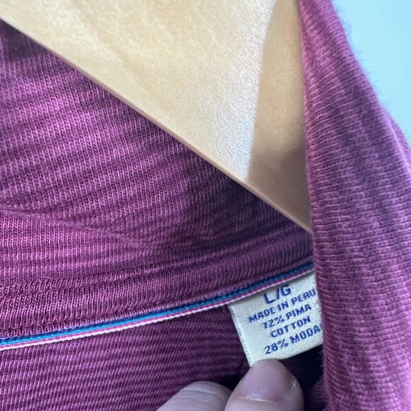Tommy Bahama Sweater Mens Large 1/4 Zip Pullover Burgundy Striped Classic Knit - Picture 6 of 8